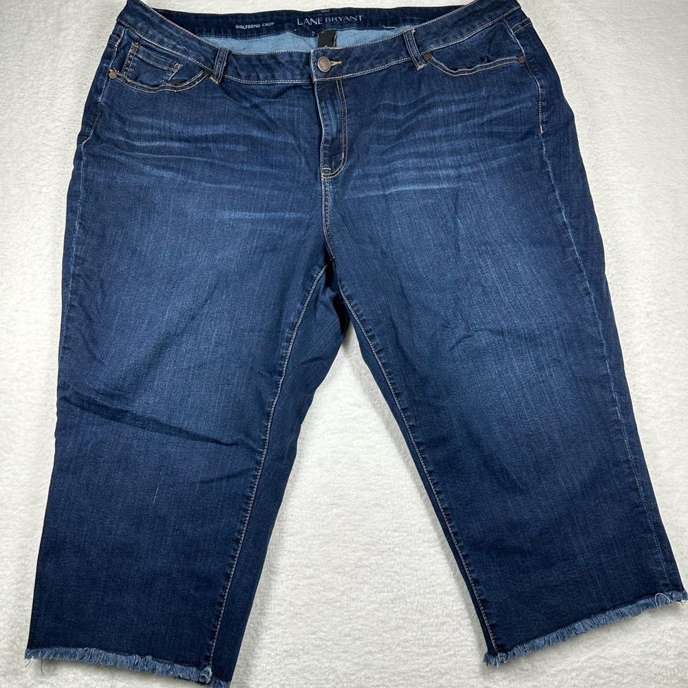 Lane Bryant Womens Jeans 24 Girlfriend Crop Frayed Hem Whiskering